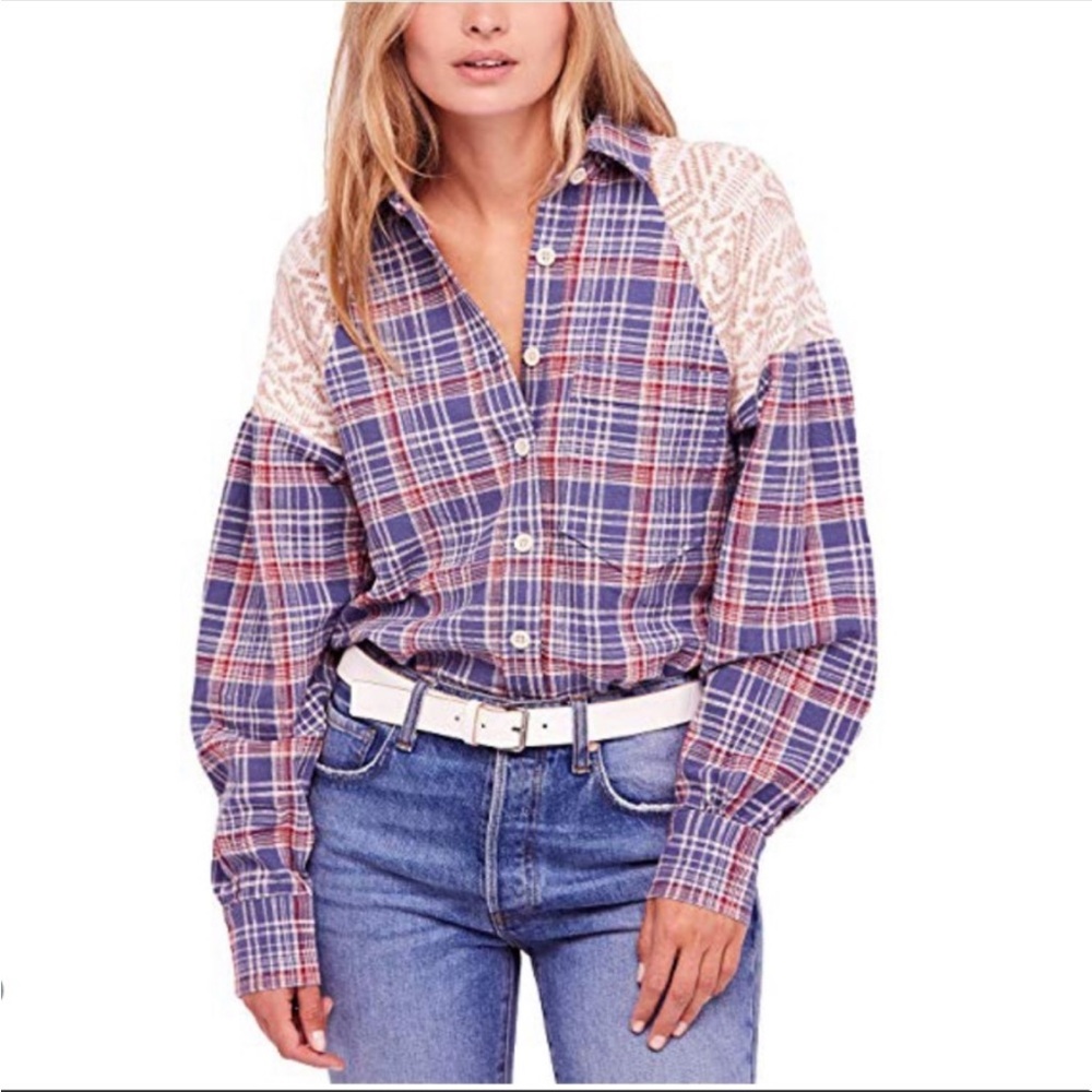 Free people mixed media Plaid